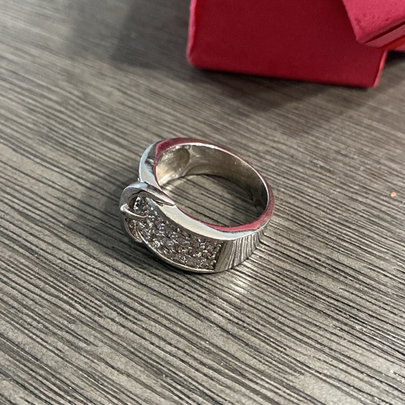 Silver Rhinestone Belt Style Ring Size 8.25” - Picture 8 of 10